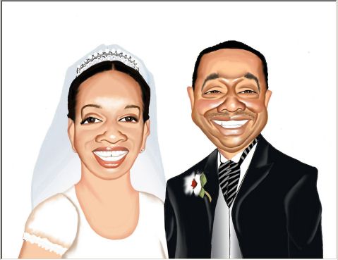 wedding sign-in board caricature