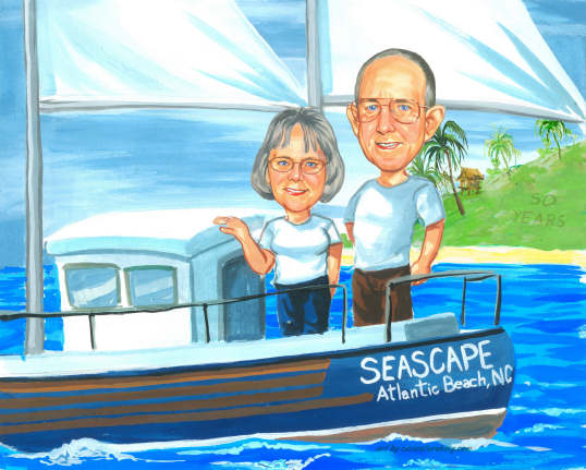 Bucket list caricature - sailing