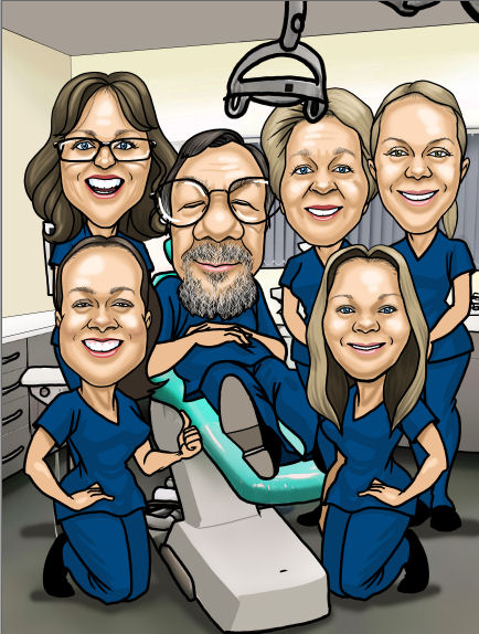 Order office staff caricatures online