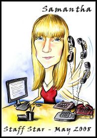 caricature of woman in office being very busy