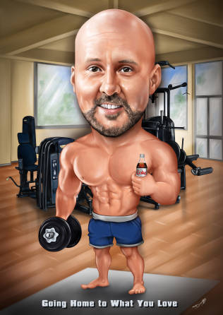 muscles-bodybuilder caricature art Gift