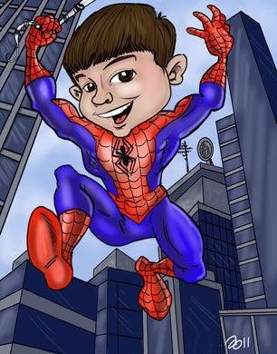 Boy spiderman caricature