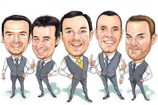 groom and groomsmaen caricature drawing photo