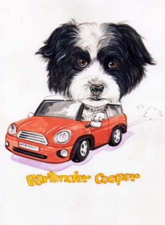 dog driving car fun cartoon