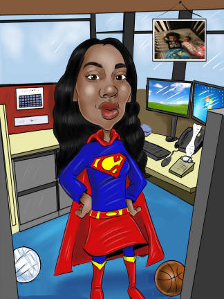 office superwoman caricature