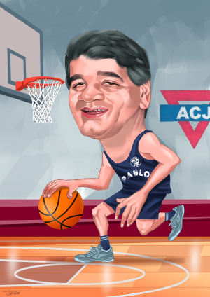 fun caricature art of a basketballer