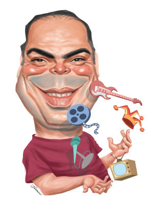 caricature of a man who like music and technology