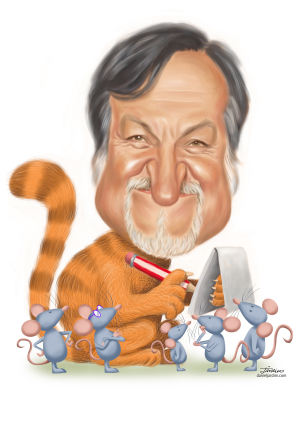 man as a cat caricature