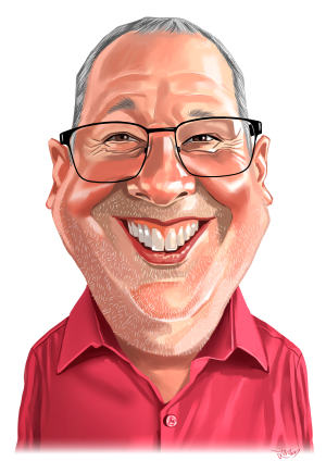 smiling man caricature art