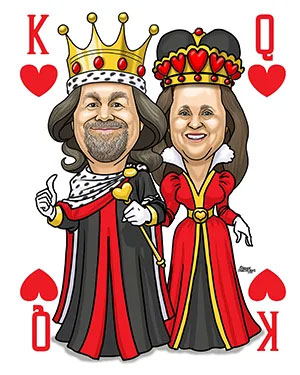 caricature king and queen of hearts Card (41K)