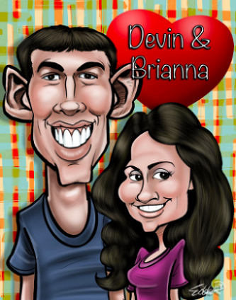cartoon style artwork of happy couple