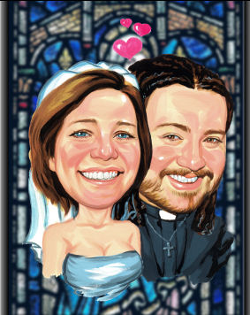 just married caricature (34K)