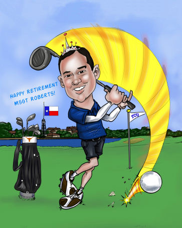 golfer big swing caricature